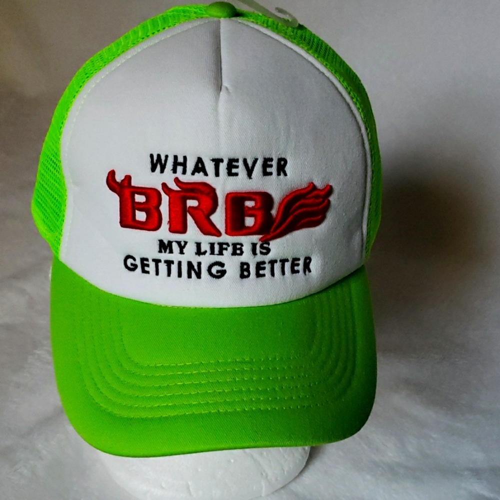Green and White Trucker Hat with‎ BRB Design